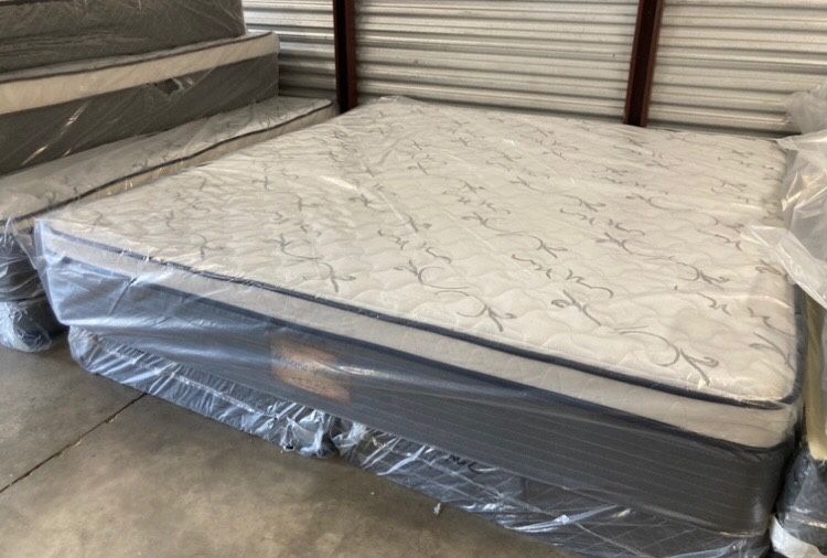 New king orthopedic firm pillow top mattress and box spring $350