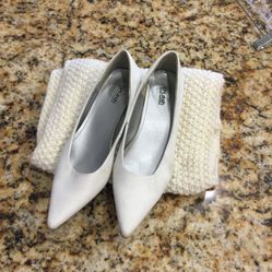 Low Heels Size 7.5 And White Scarf 