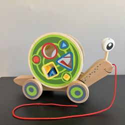 Hape Walk A Long Snail Wooden Toddler Pull Toy Award Winning Complete 12 Inch