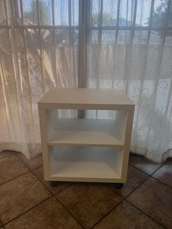 White 2-Tier Rolling Storage Shelf / Side Table