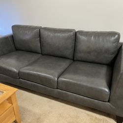 Gray Leather Couch And Loveseat