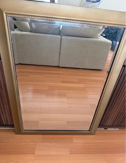 Large Gold Beveled Wall Mirror – 42” x 30”