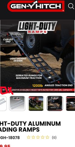 Light-Duty Aluminum Loading Ramp Set - 78 x 12 EA - GH-18078 - 1.2K lb Capacity