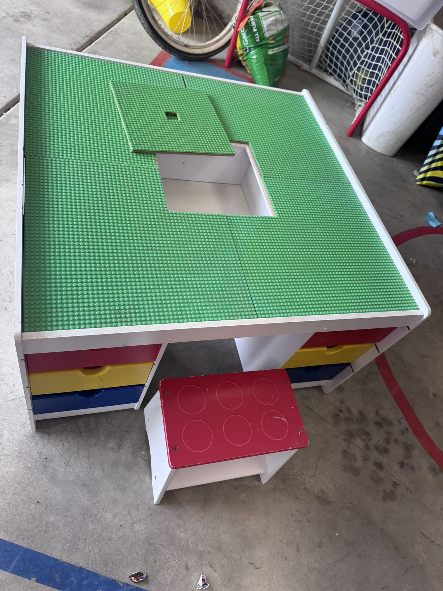 Kids Lego Table With Drawers . With Two Stools 