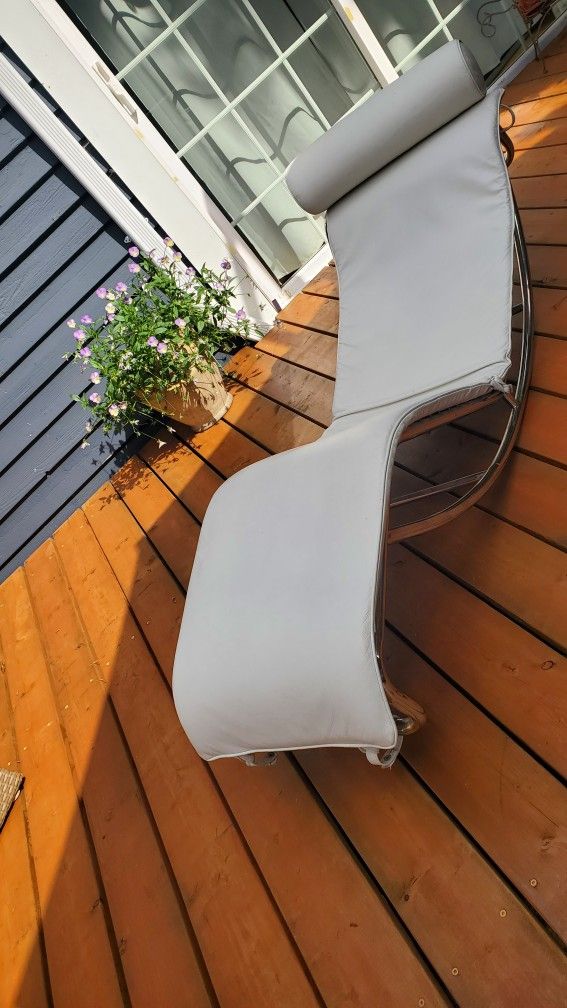 Leather Chaise with Steel Frame