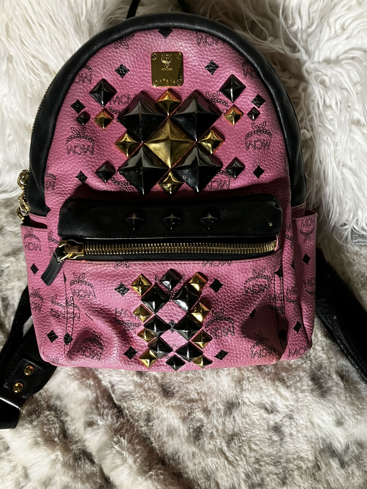 MCM Pink Studded Backpack