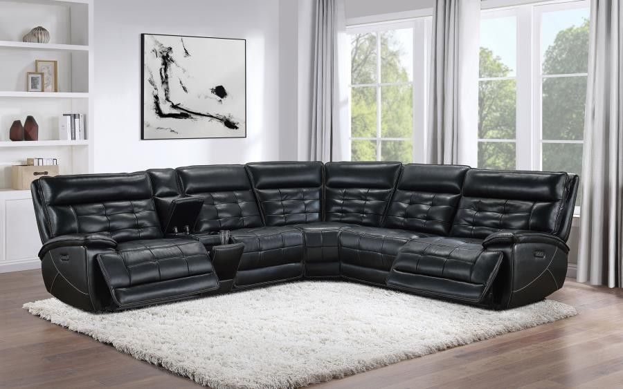 New Top Grain Real Leather Sectional Sofa With Power Recliners And Power Headrests With USB And Wireless Charging