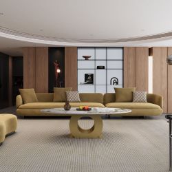 Modern 49.2 Oval Sintered Stone Coffee Table with Stainless Steel Base, Center Table for Living Room