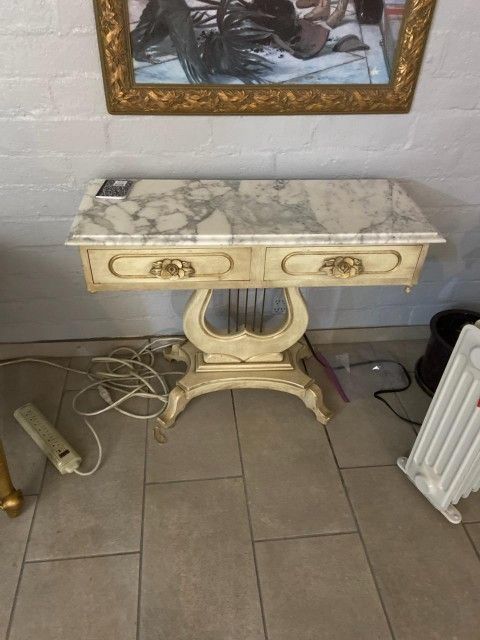 Italian Marble Antique Harp Table 38x30