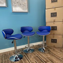 New 3 Blue Bar Stools 
