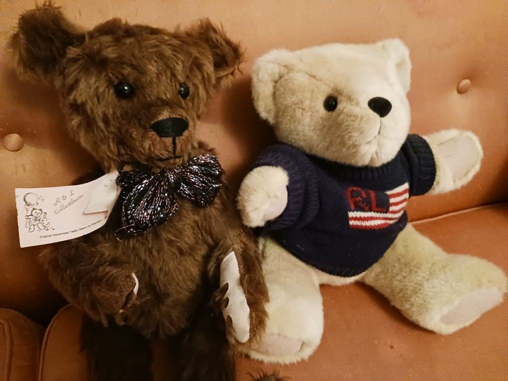 2 Teddy Bears One Custom One Ralph Lauren 