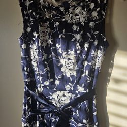 Navy Blue Flower Dress