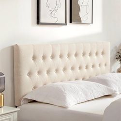 Queen Size Modern Button Tufted Beige Headboard