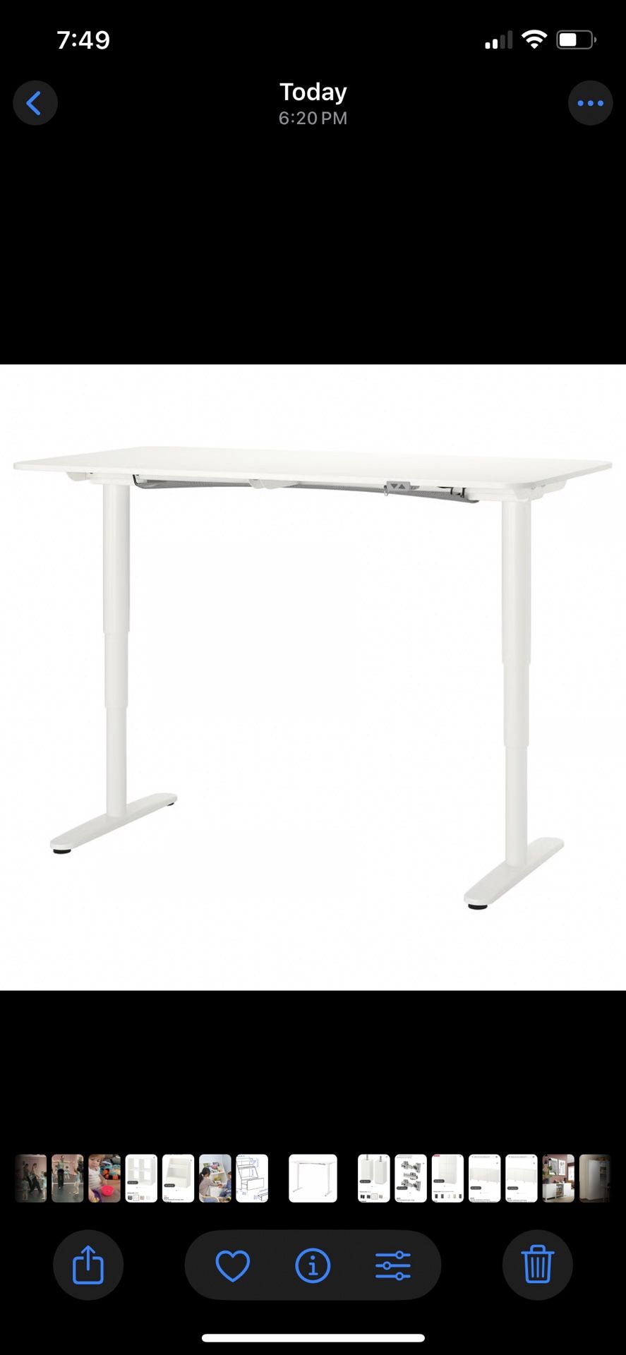 IKEA White Electric Automatic Sit/Standing Desk