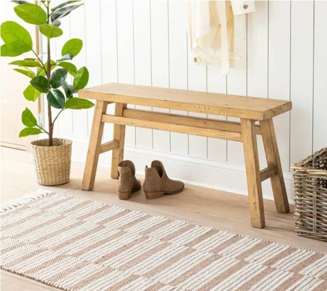 New Studio McGee Threshold Target Wooden Bench- Natural