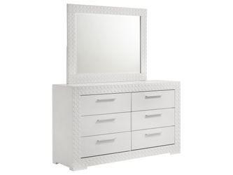 Ives White High Gloss Dresser and Mirror