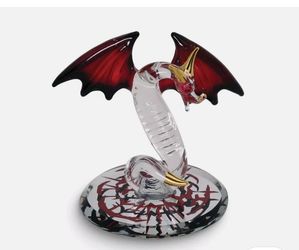 Glass Baron Handcrafted Black Magic Dragon Glass 2" Figurine