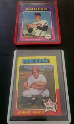 1975 Topps Mini 2 Card HOF lot Nolan Ryan & Johnny Bench