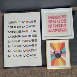 🔥 Minnie Mouse Art Paintings – Set of 3 Disney Picture Wall Decor for Family Room Playroom Home & Disneyland Fans!
