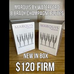 Marquis by Waterford 8 Piece Brady Champagne Flute Set. New in Box