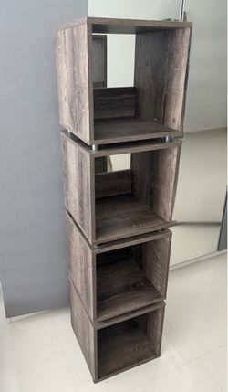 4-Cube Stackable Wood Grain Bookshelf