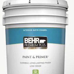MOVING SALE - 5 gal Ultra Pure White Satin Enamel Paint & Primer