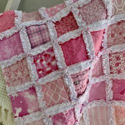 Baby Girl Rag Quilt / Baby Blanket / Stroller Size