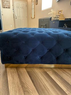 Blue and gold ottoman