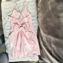 New Pink Spaghetti Strap Easter Dress 