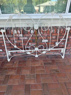 Elliot’s Design Wrought Iron Bed Headboard with Brass Accents