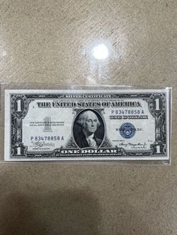 $1 old bill blue seal silver certificate series 1935 no motto