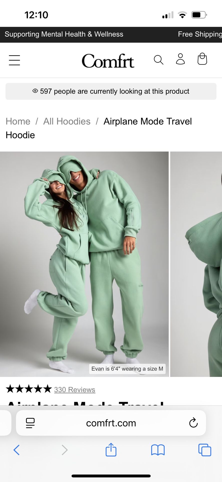 Comfrt Hoodie Sweatshirt Airplane Mode Large Unisex