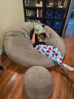 Lovesac SuperSac +Ottoman Excellent  Condition - Gray