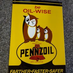 PORCELAIN Pennzoil Owl Sign