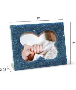 Suanti Picture Frame, Baby Nursery Memory Art Kit Photo Frame, 9"x7" Resin Keepsake for Newborn Boys & Girls (Blue