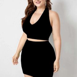 SHEIN Solid Halter Top With Skirt 