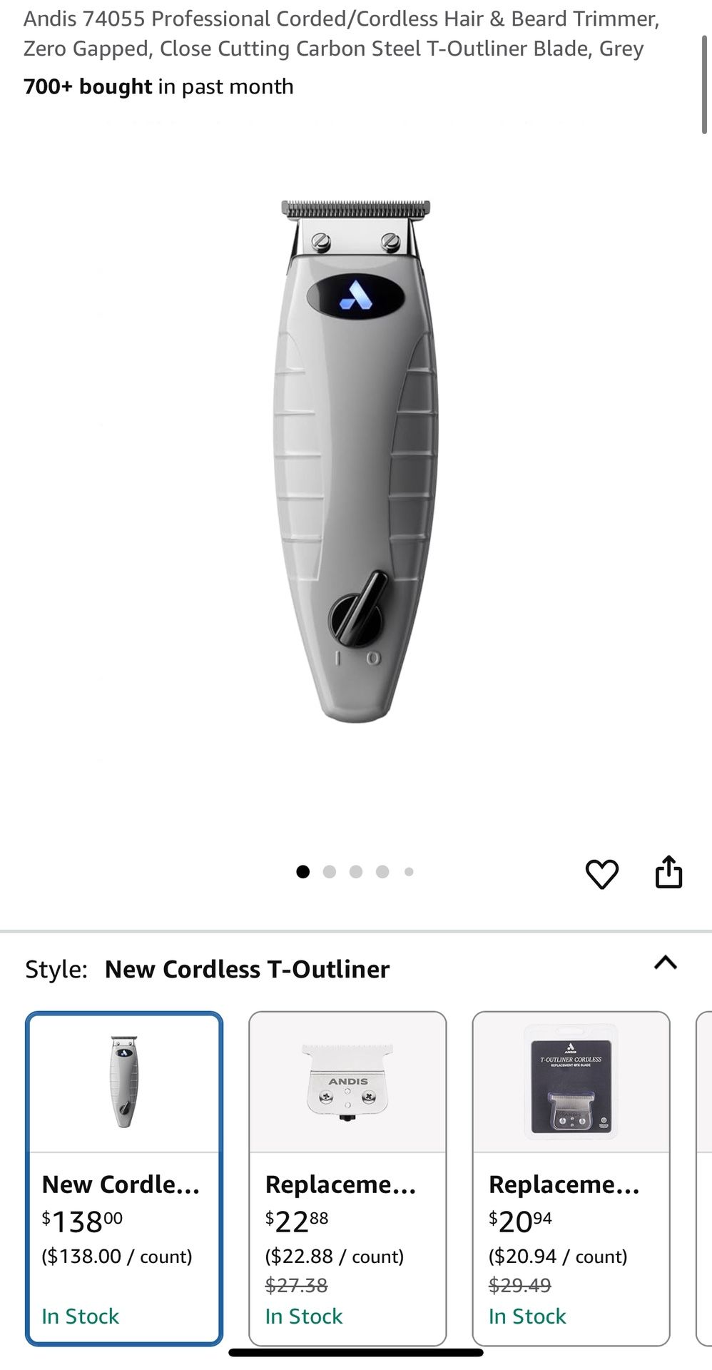 Andis Wireless Clippers T-Outliner