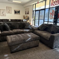 🖤 2 Pc Dark Gray Sofa & Loveseat Set – $1399!