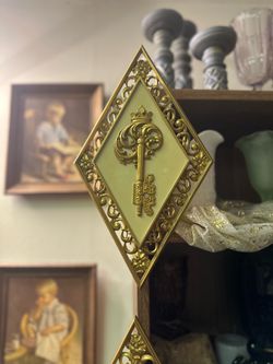Hollywood Regency Syroco Style Gold Diamond Wall Plaque