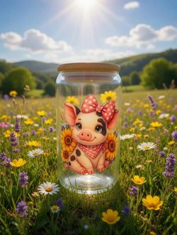 Adorable Pig Glass tumbler