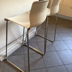 Set of 2 Modern White Bar Stools 