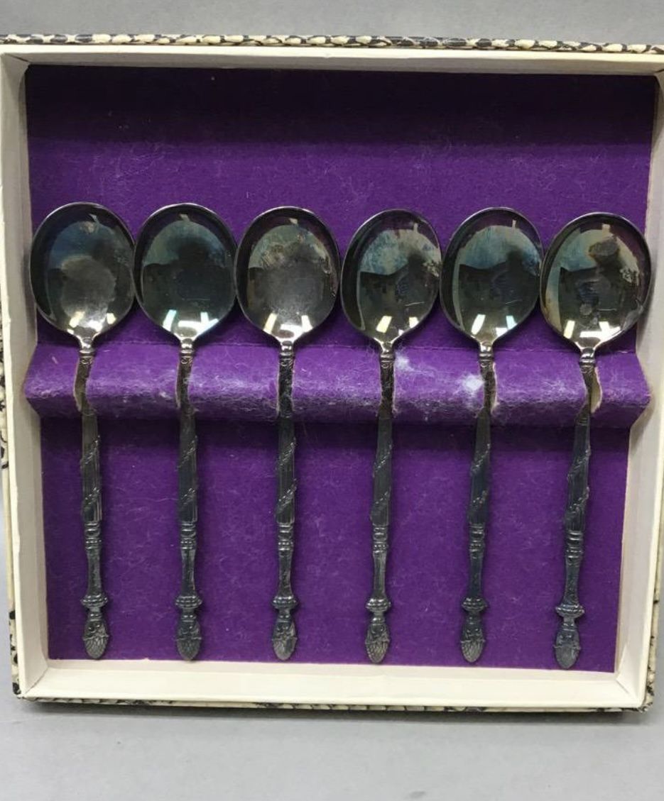 Group of silver demitasse spoons marked P-R 90 With Horse Mark