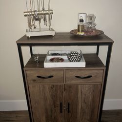 2-door 2-drawer accent cabinet with partition shelf inside