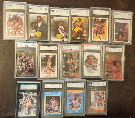 X12 Graded Michael Jordan Basketball Cards X1Shaq
