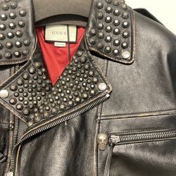 Mens Gucci Sz 48 Medium L Oversized Biker Jacket Moto Coat