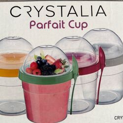 Crystalia 4 Pack 20 oz On The Go Yogurt Parfait Cups with Lids & Spoons