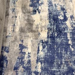 Modern 5x7 Abstract Area Rug – Navy, Grey & Cream (7’2” x 5’3”)