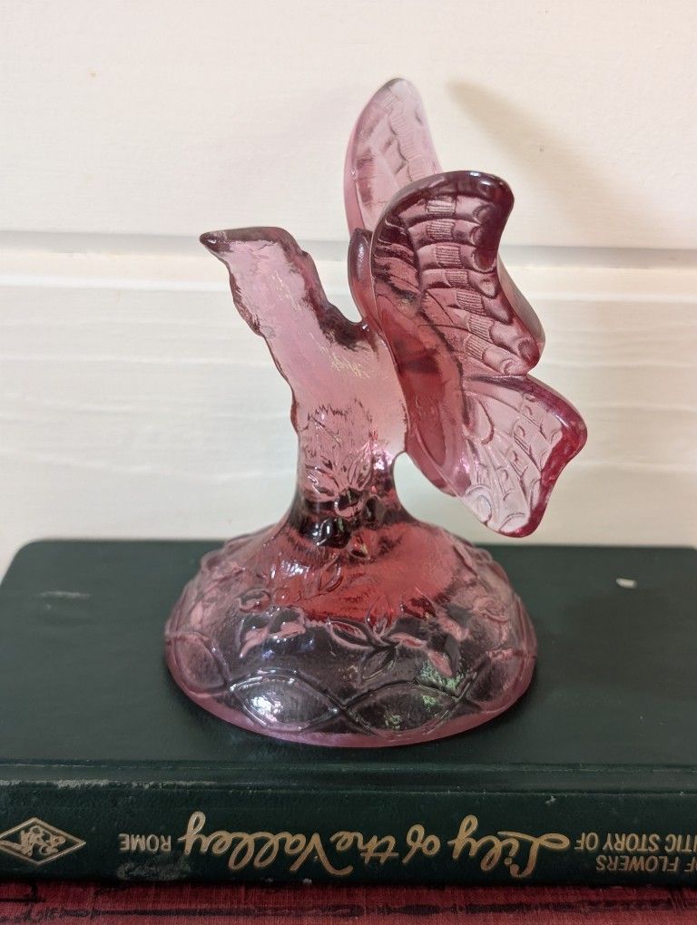 Vintage Fenton Glass Pink Butterfly