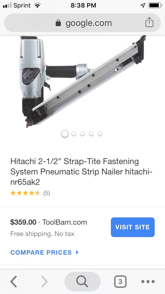 Hitachi 2-1/2” pneumatic nail gun