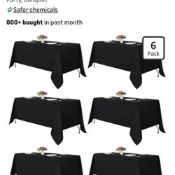 Fitable Black Tablecloths For Rectangular Tables - 6 Pack